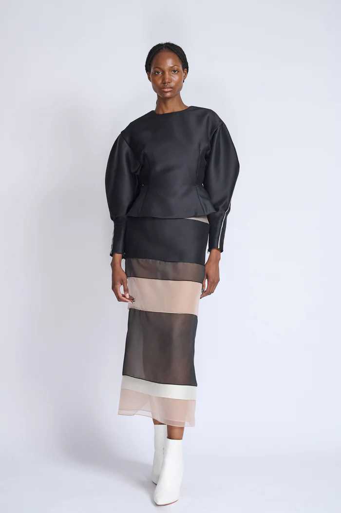 Onyx Gazar Top with Straight Skirt