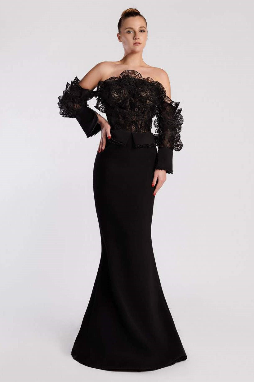 Off Shoulder Long Sleeved Gown