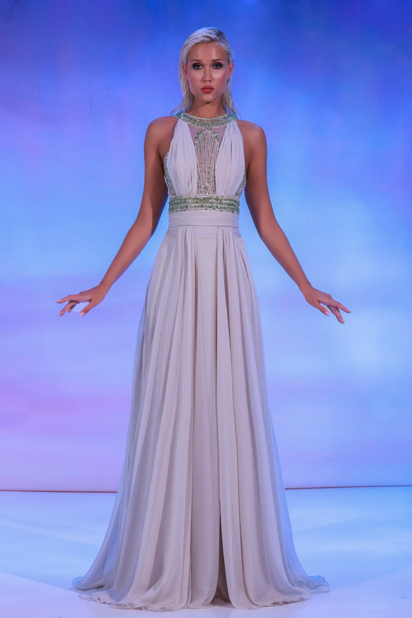 Mousseline Gown with Beaded Top