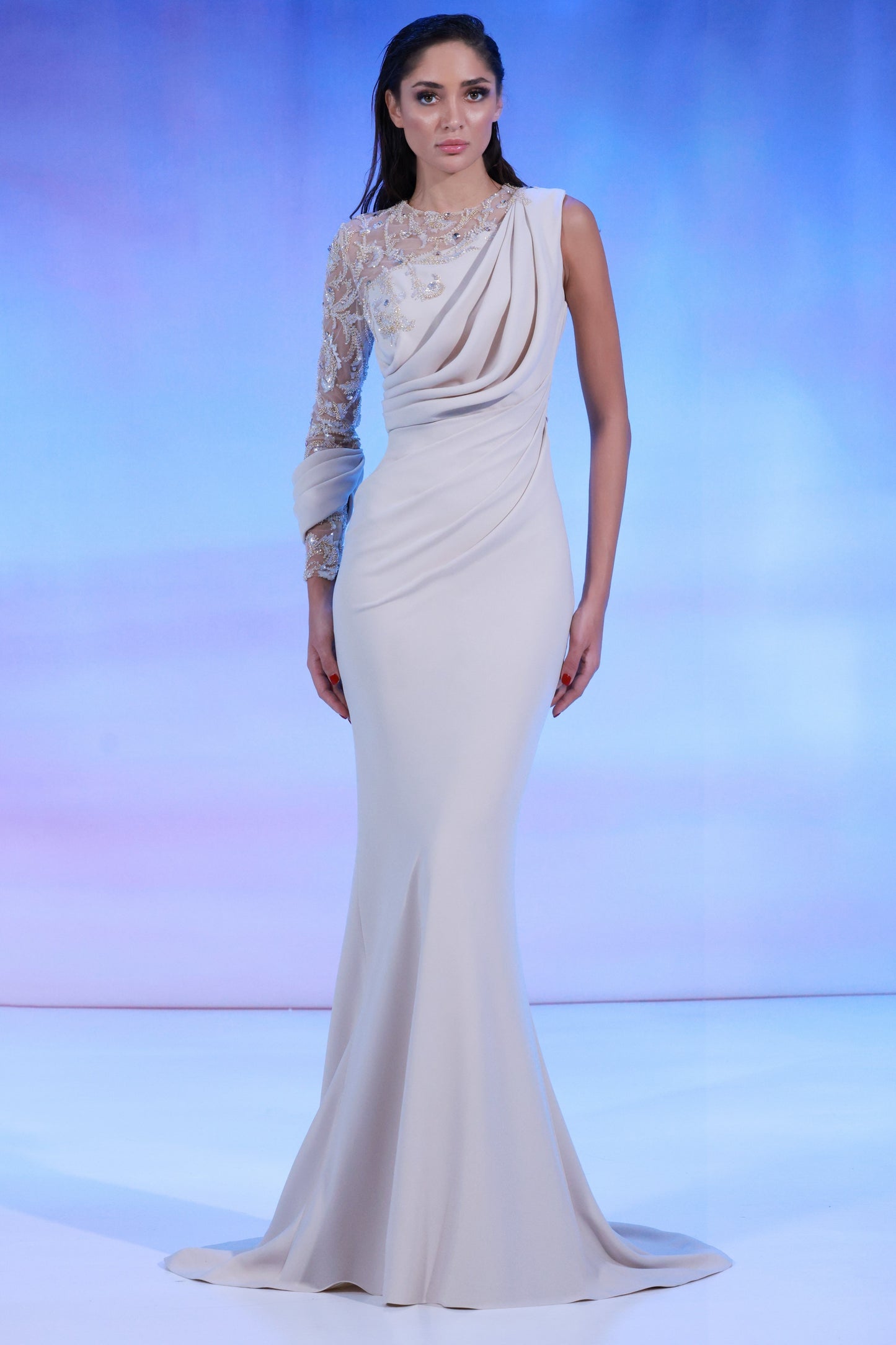 Crepe Mermaid Cut Gown