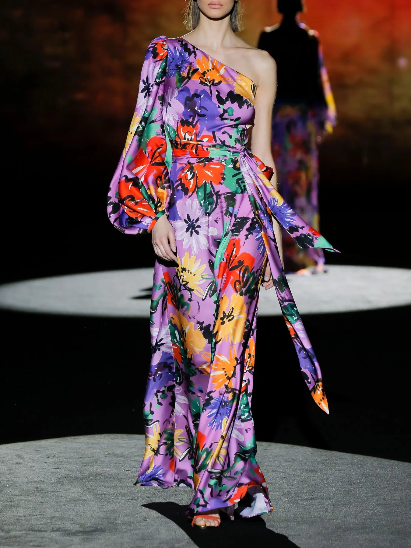 One-Shoulder Dress with Sash