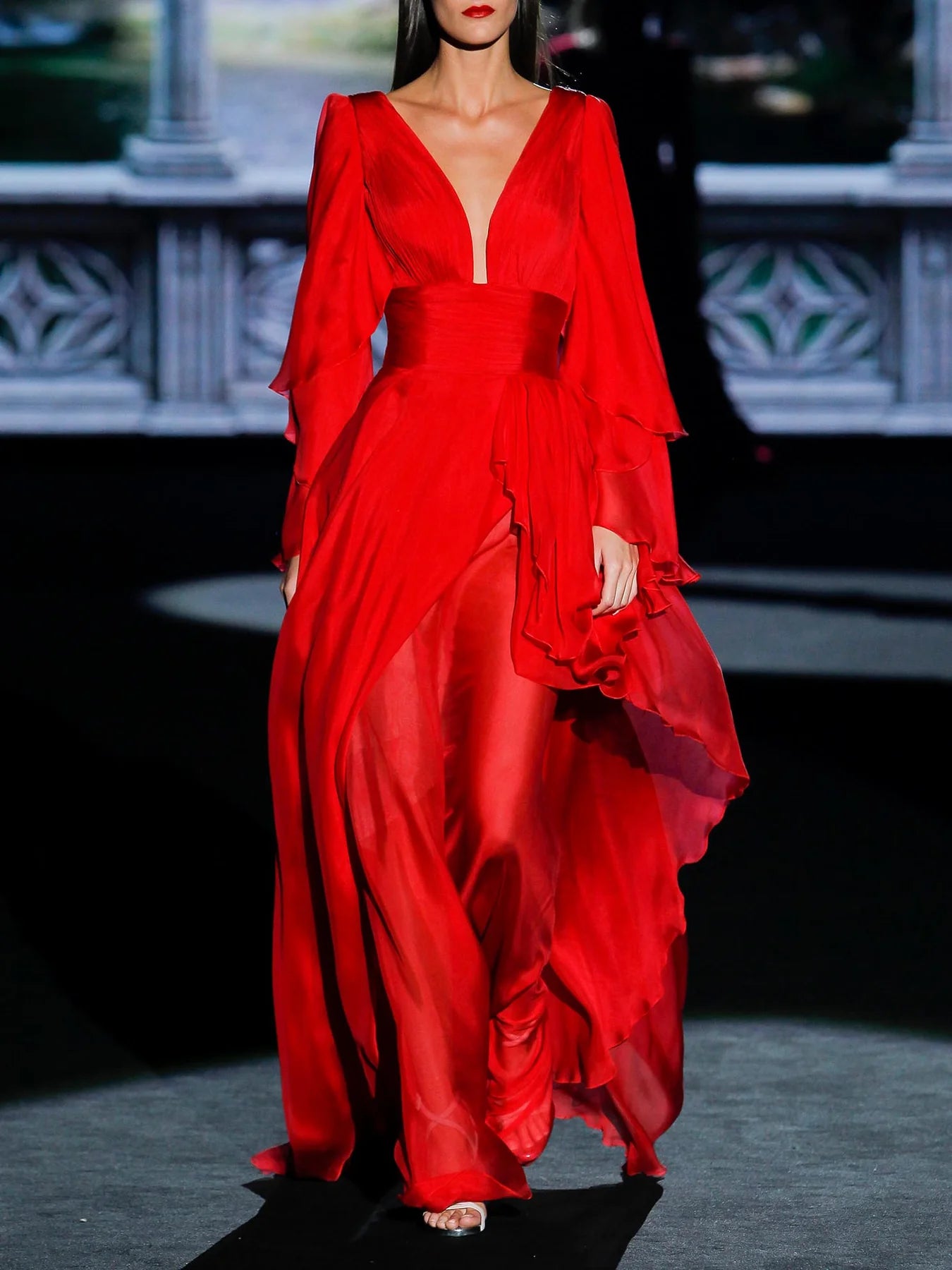 V-Neck Cape Sleeve Dress