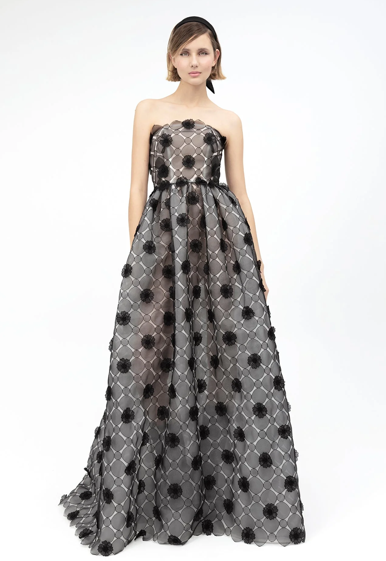 Guipure Flowers Chiffon and Tulle Gown