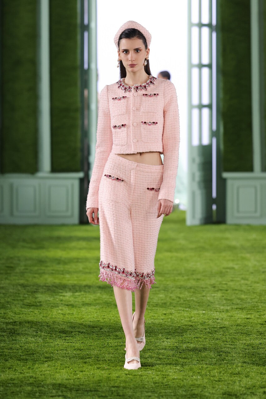 Cropped Tweed Jacket with Shorts