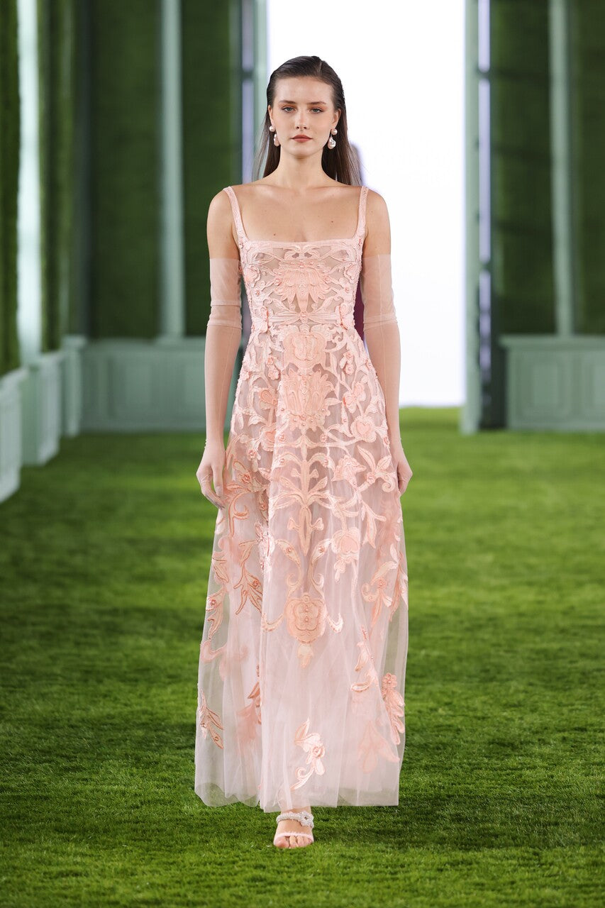 Tulle Dress with Floral Motifs