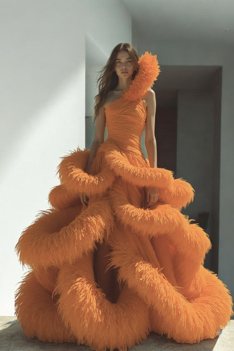 Feathered Looped Gown