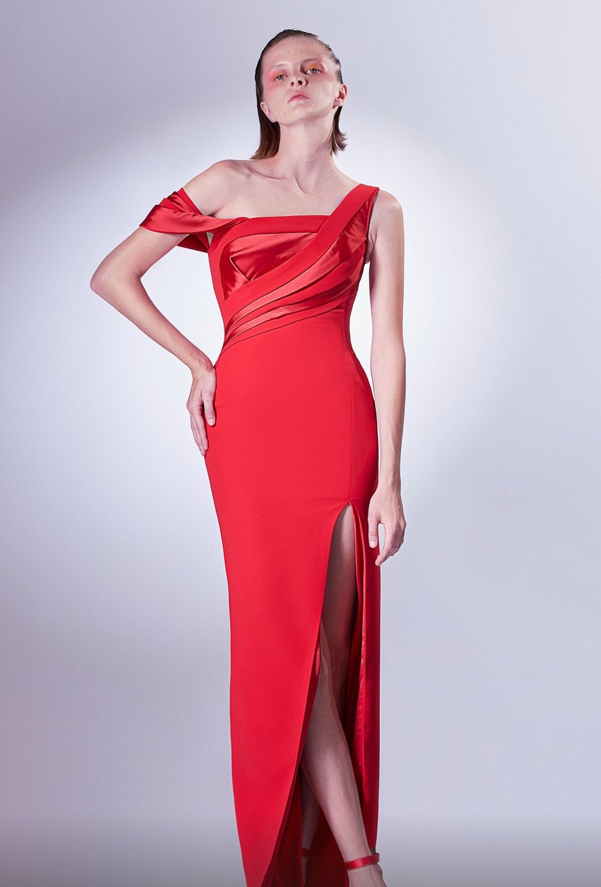 One Shoulder Slit Gown