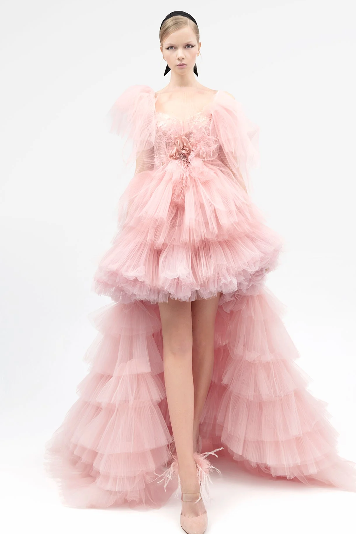 French Lace Bodice Fully Pleated Gown