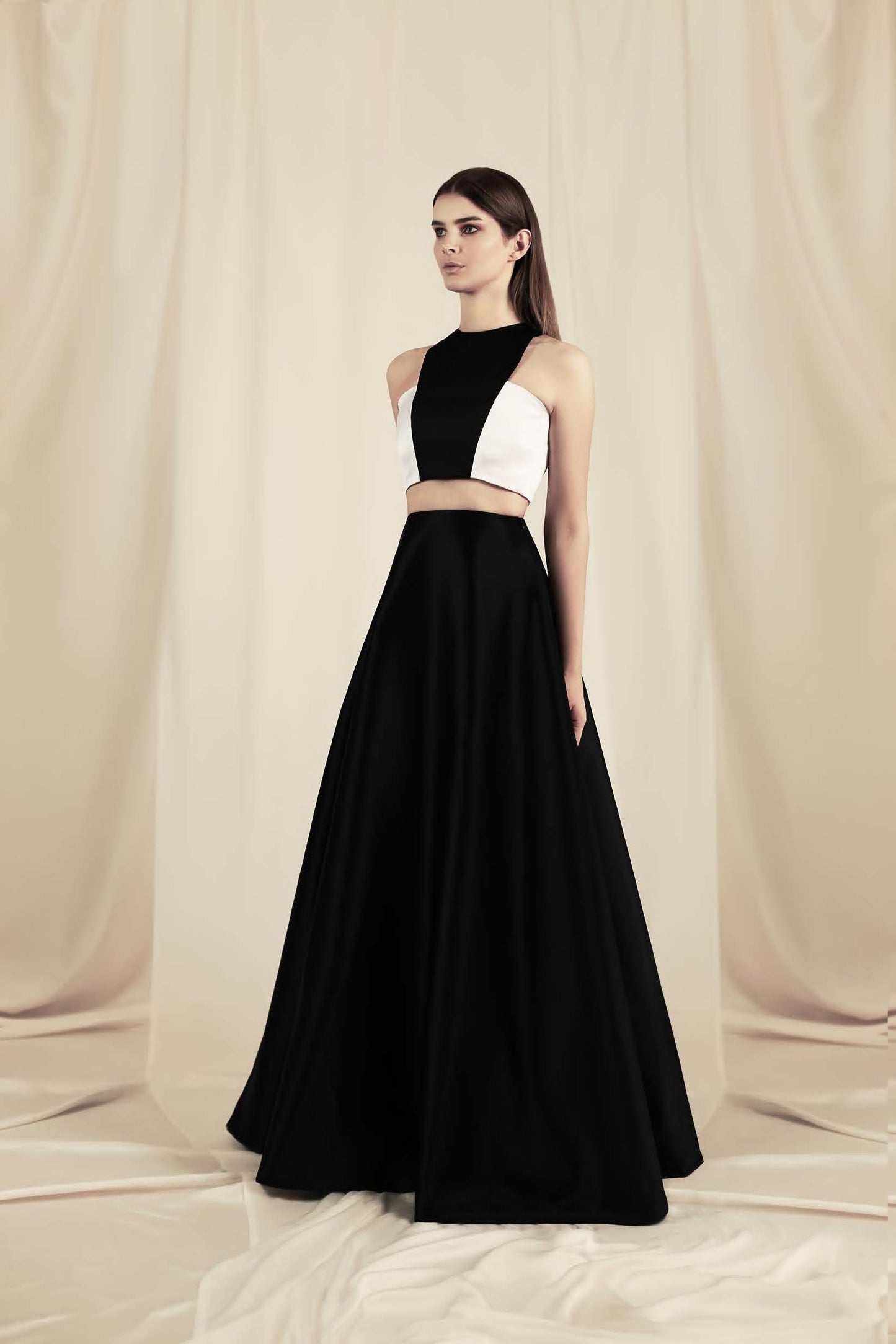 Satin Duchesse Bicolor Gown