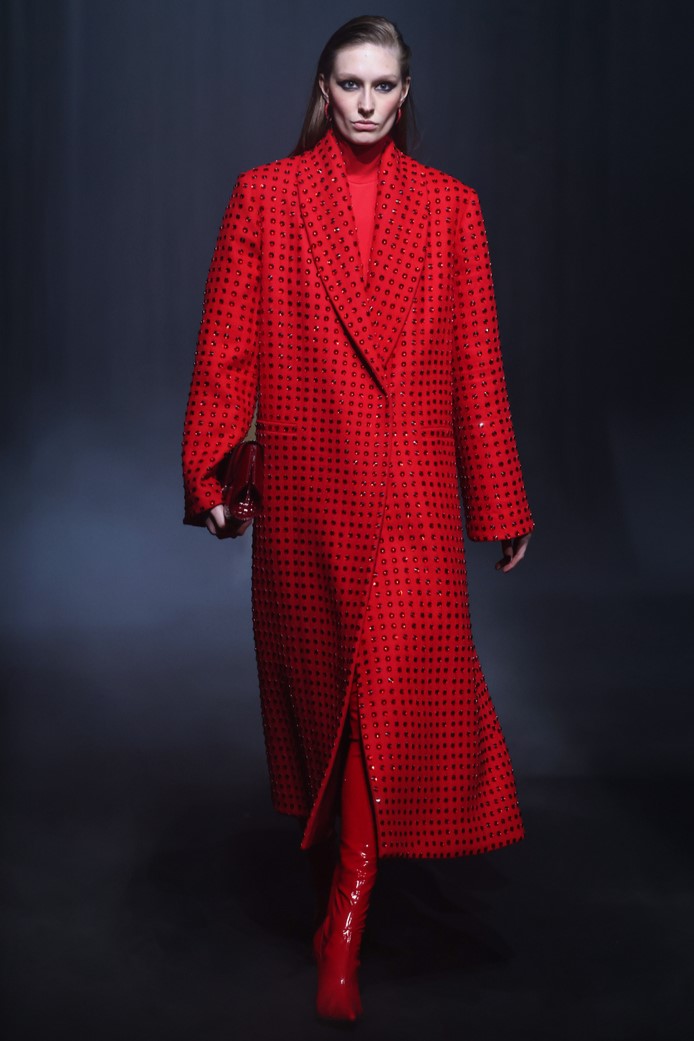 Beaded Cashmere Coat with Jersey Turtleneck