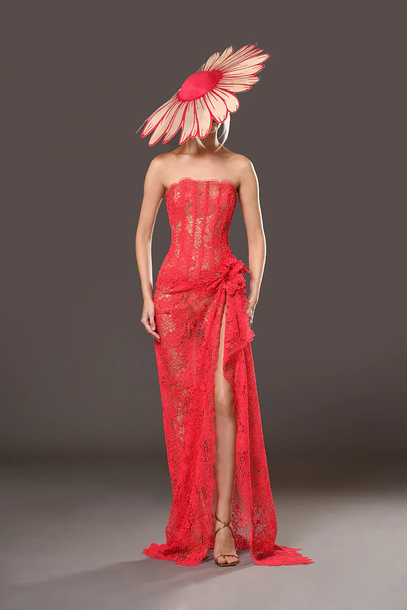 Strapless High-Slit Dress