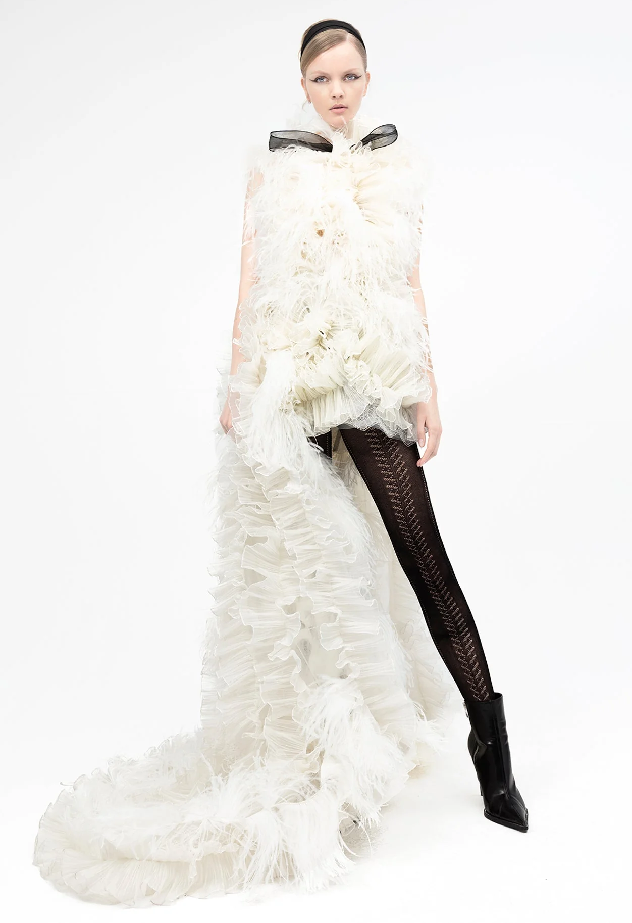 Ruffled Tulle and Feather Dress