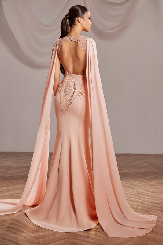 Sleeveless Floral Beading Gown