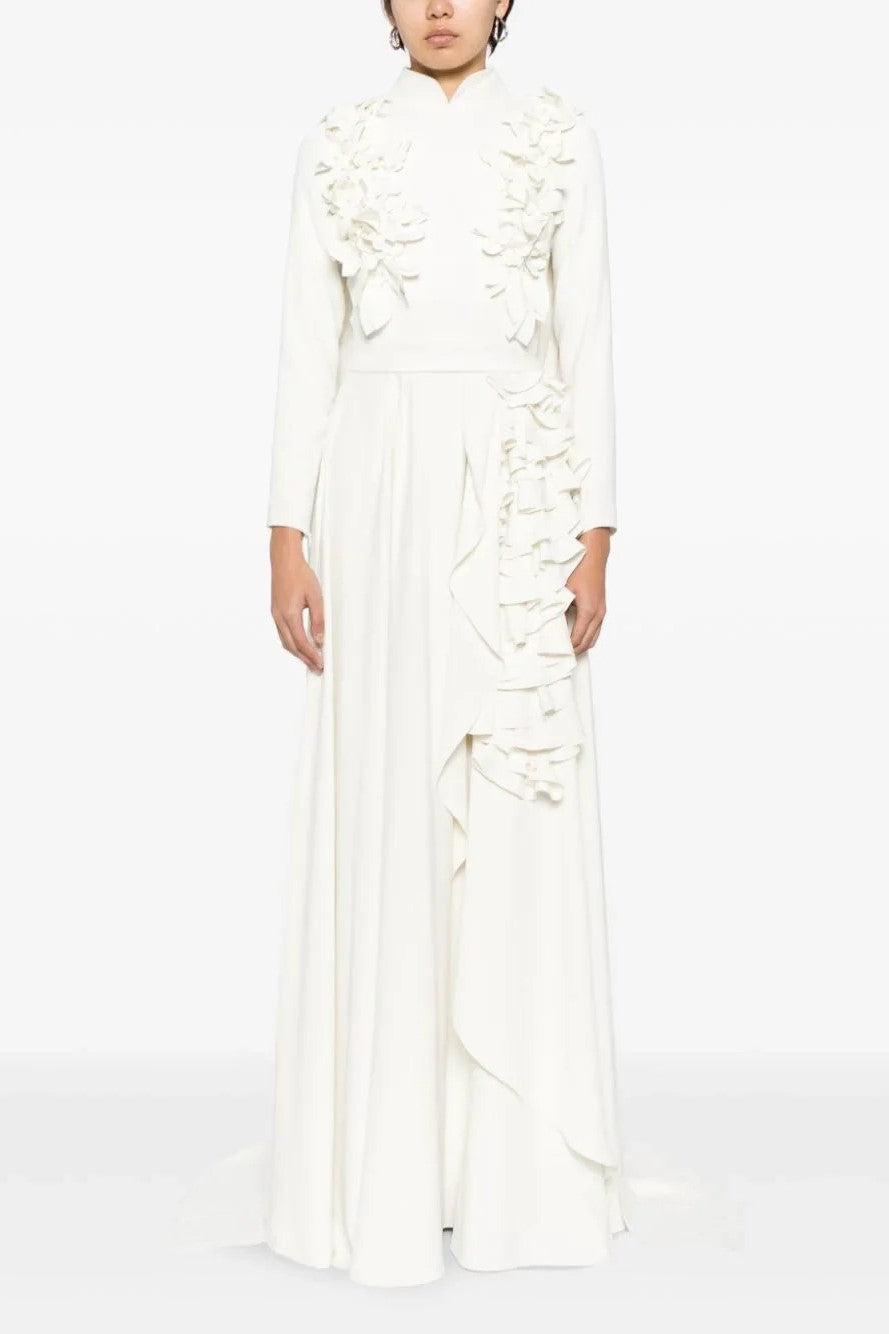 Crepe Kaftan with 3D Laser-Cut Embroidery