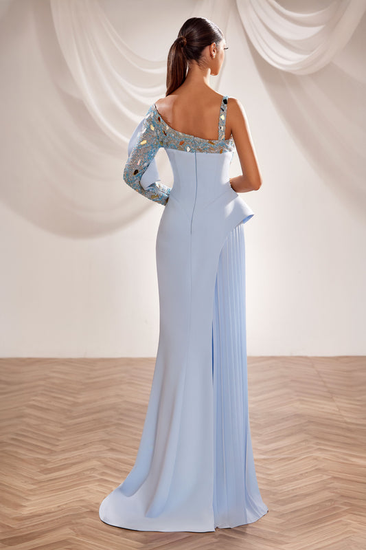 Asymmetric Crepe Gown