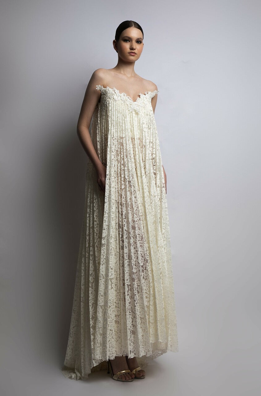 Strapless Patterned Gown