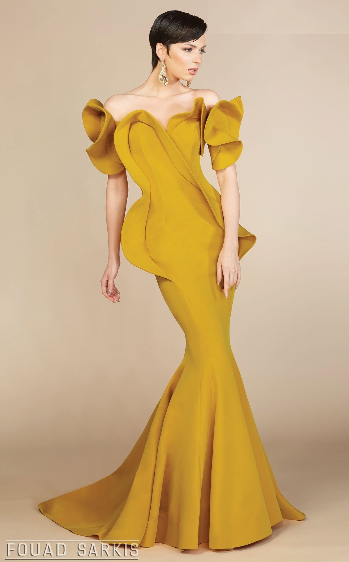 Mustard Strapless Gown Style 2328