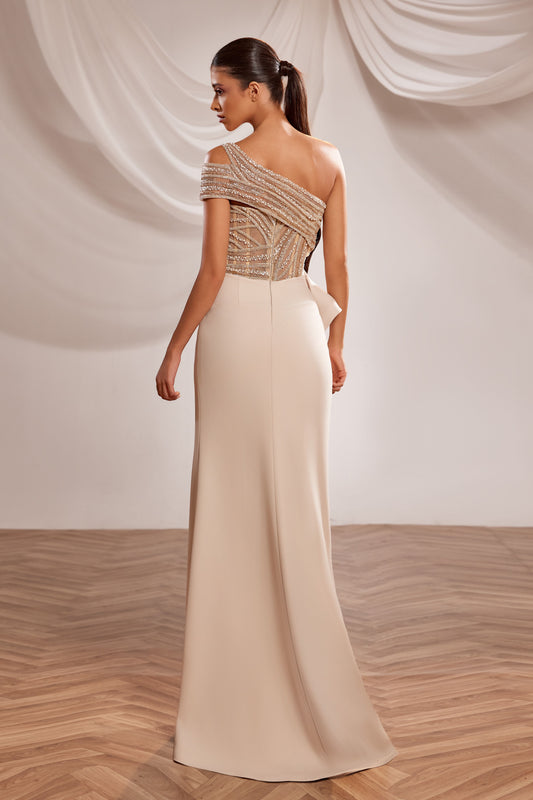 Asymmetric Neckline Gown