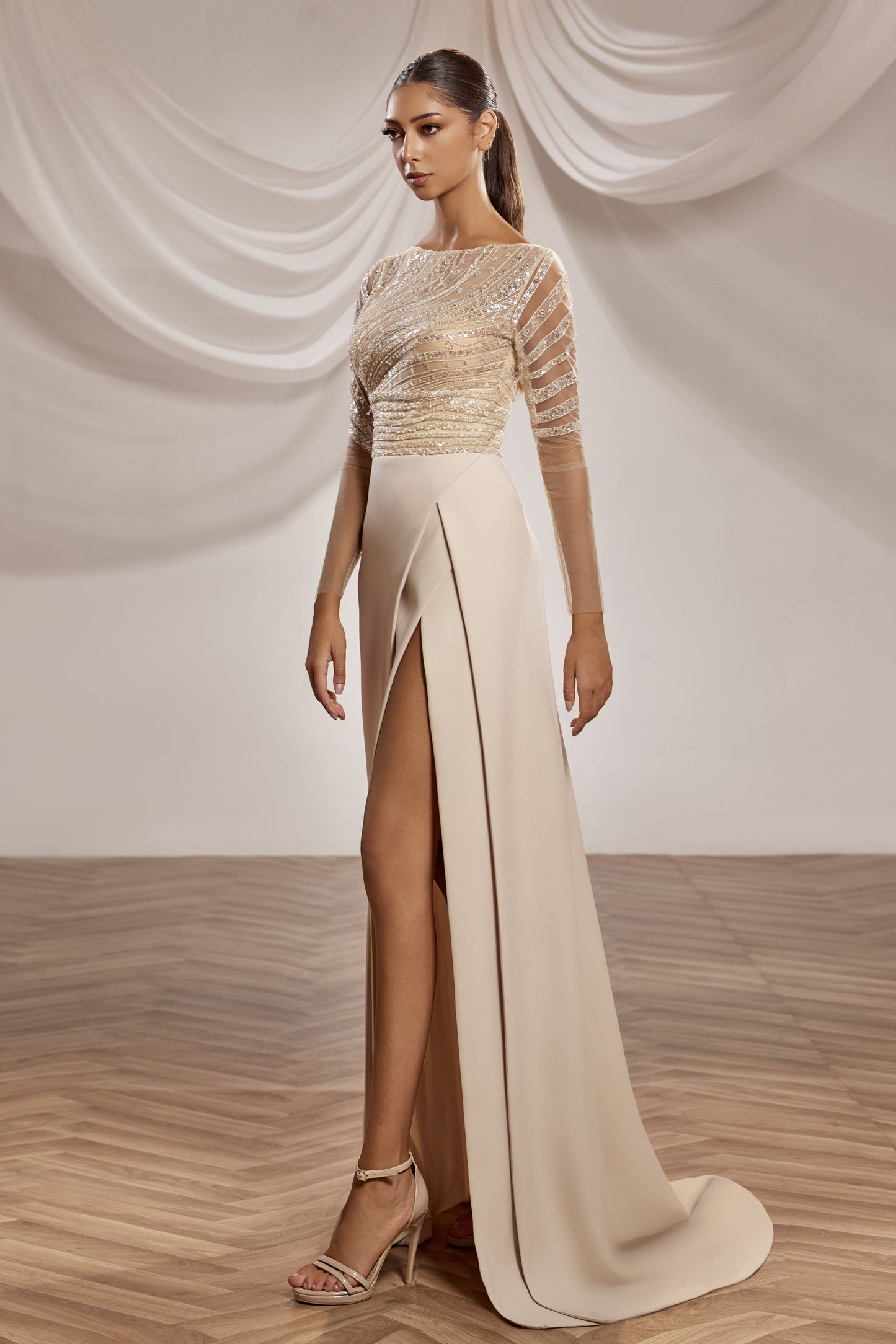 Asymmetric Sleeve Gown