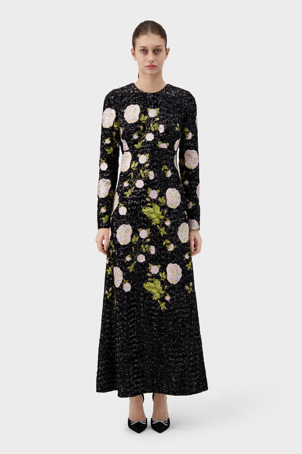 Bow-Detailed Sequin Maxi Gown