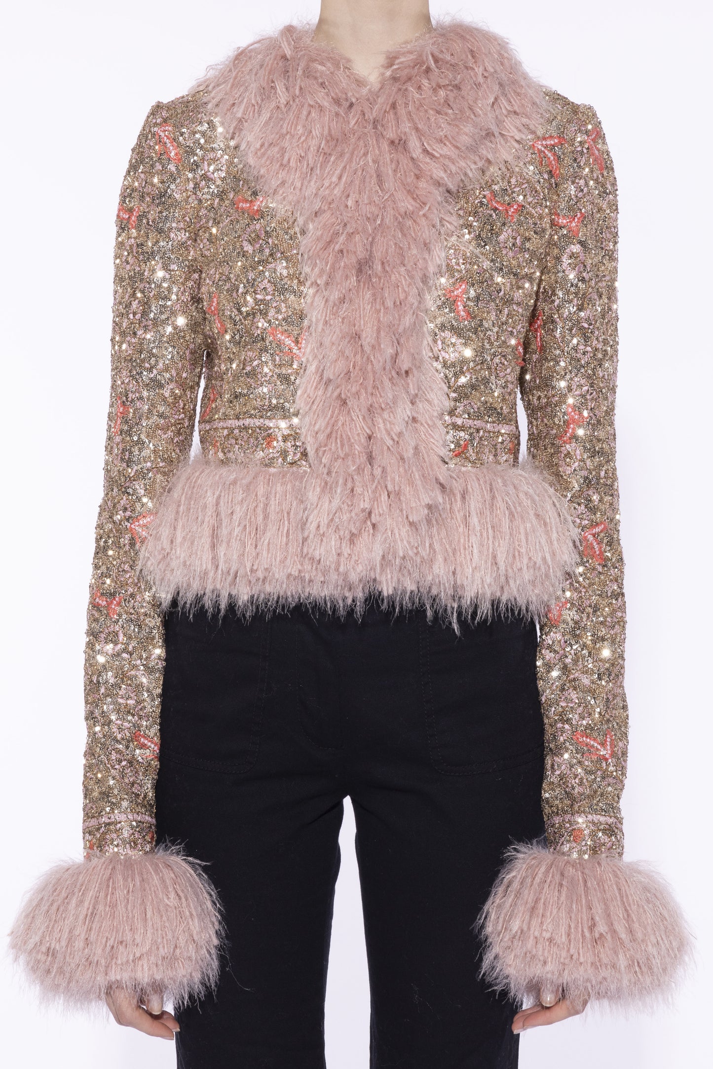 Fringe-Trimmed Sequin Jacket