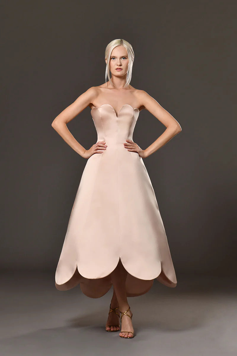 Strapless Open Back Gown