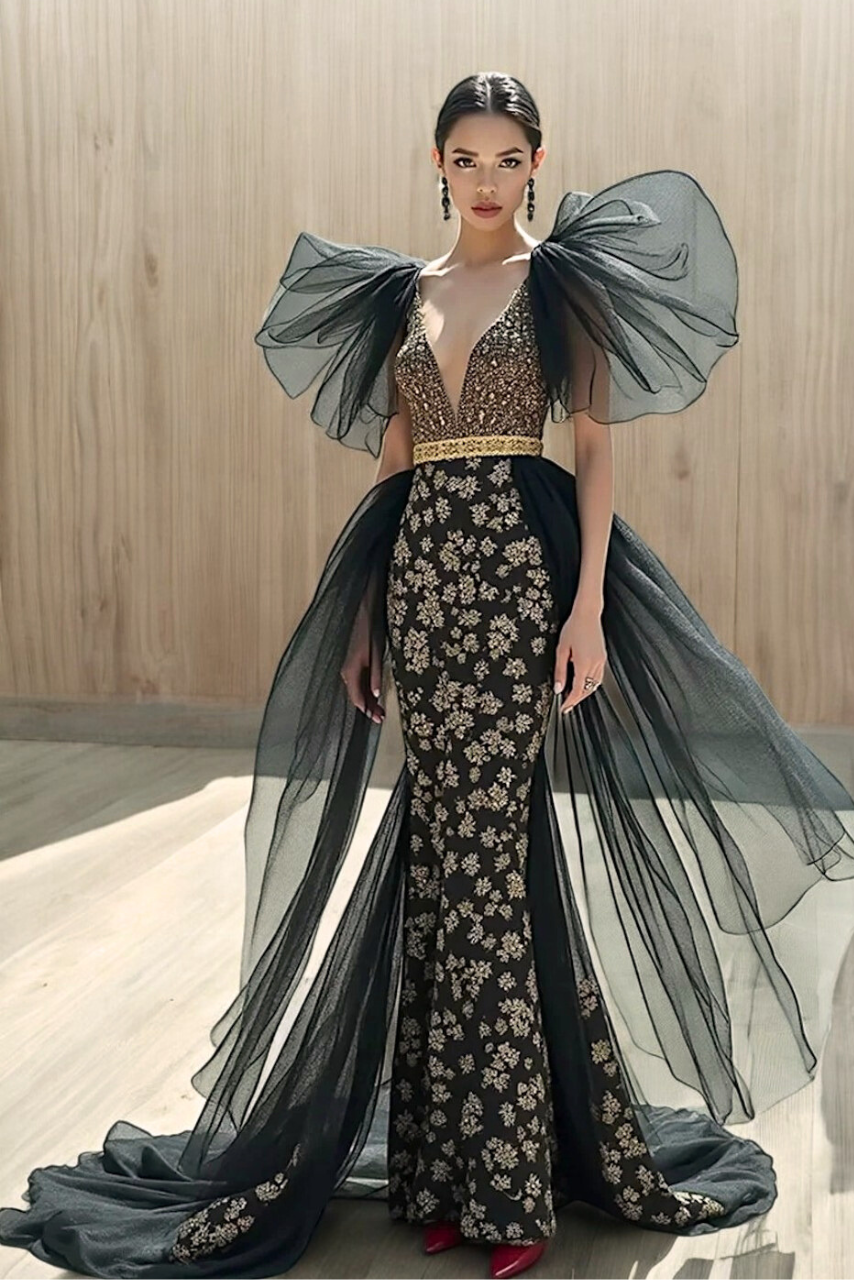 Slim Sculpted Sleeve Gown