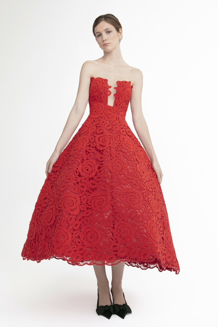 Strapless Midi with Plunging Neckline