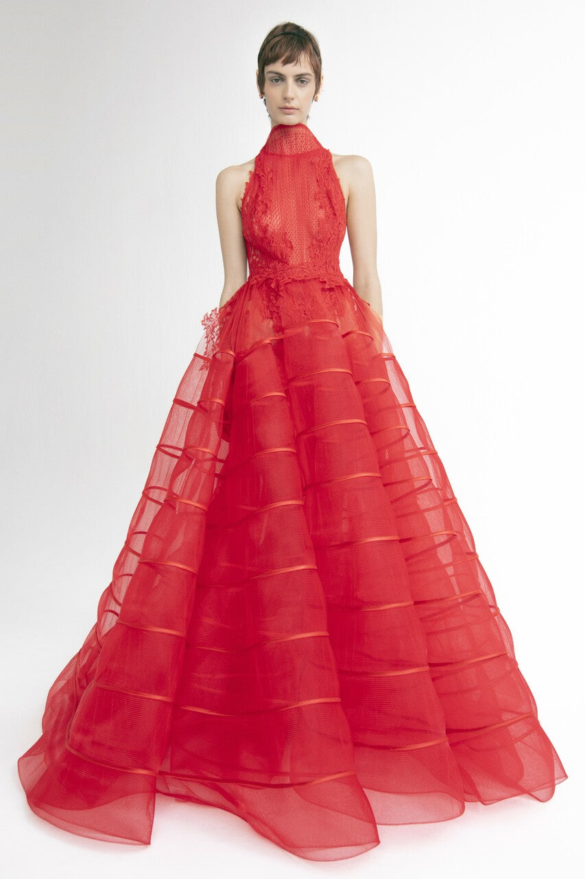 High-Neck A-Line Gown