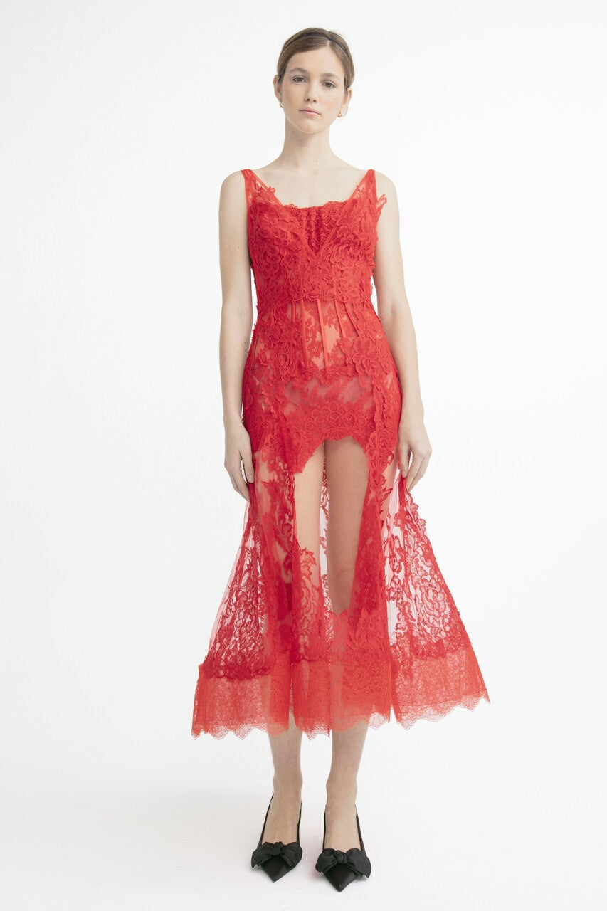 Sleeveless Fit and Flare Midi Skirt