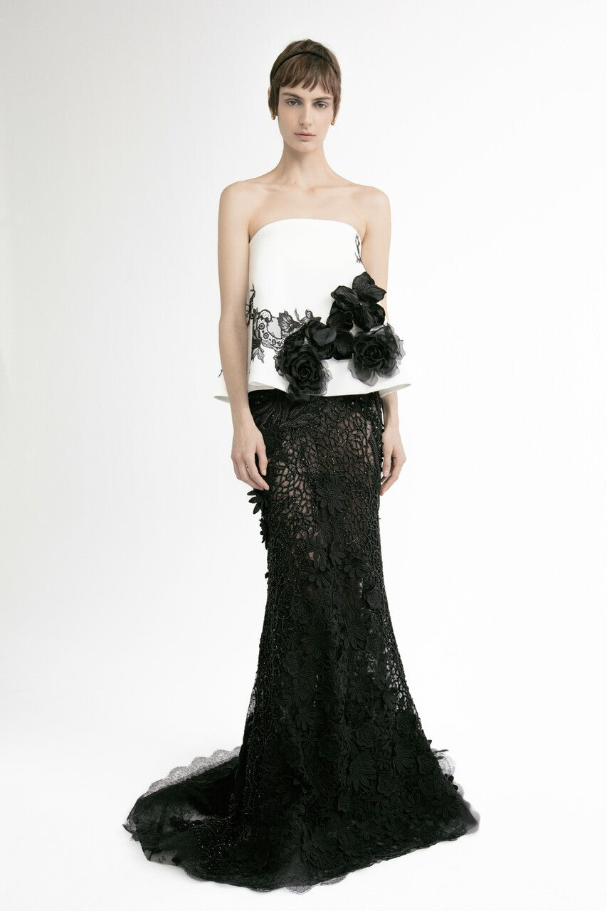 Strapless Top with Slim Skirt