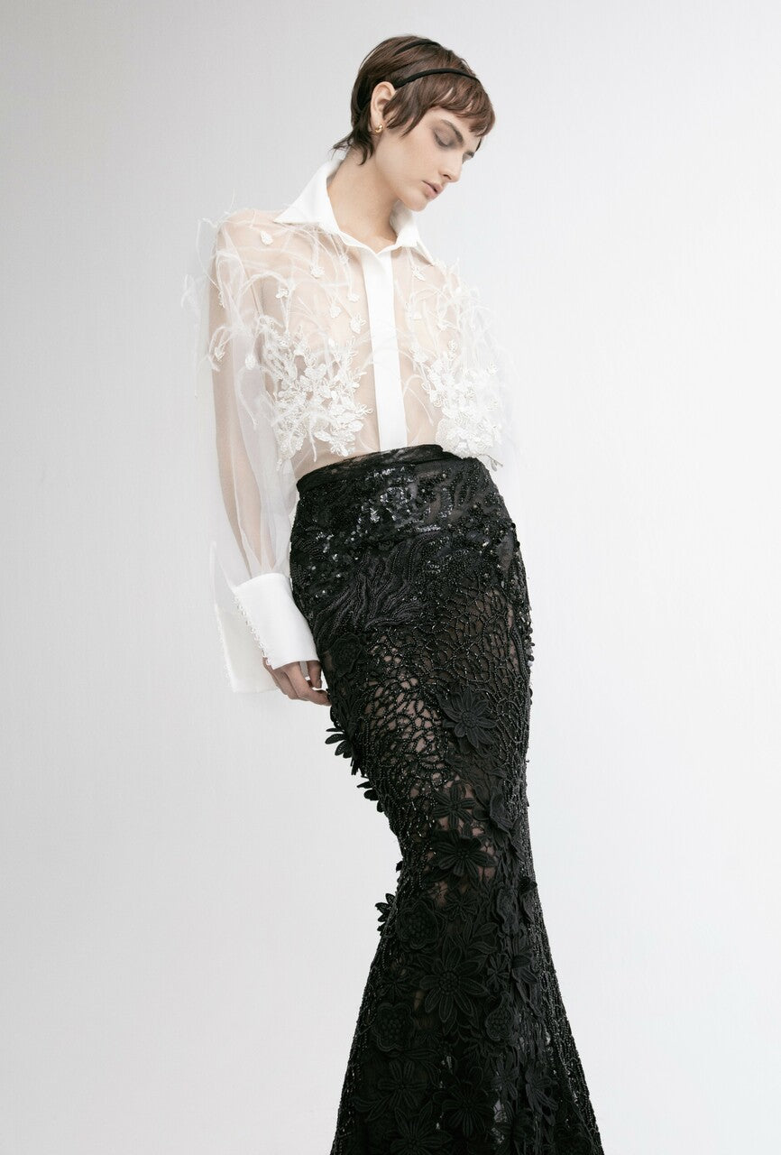 Long Sleeve Blouse with Skirt