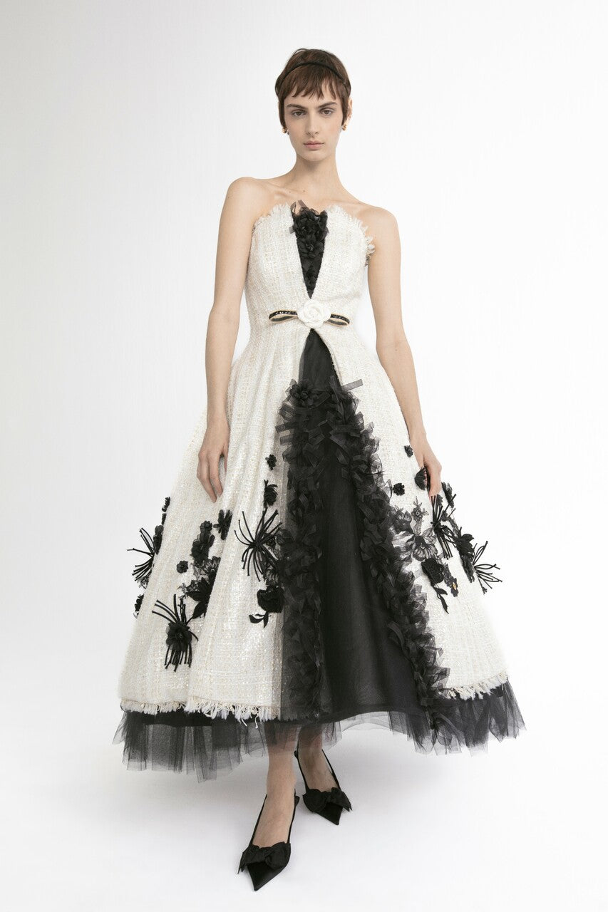 Strapless Midi Dress with Pockets