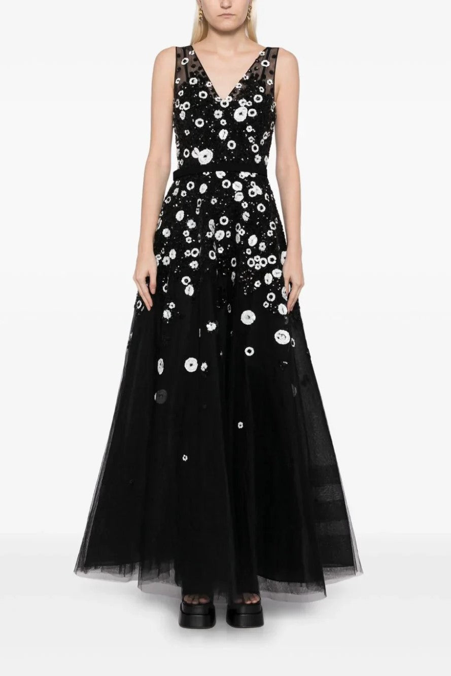 Tulle Ankle Length Dress with Beading