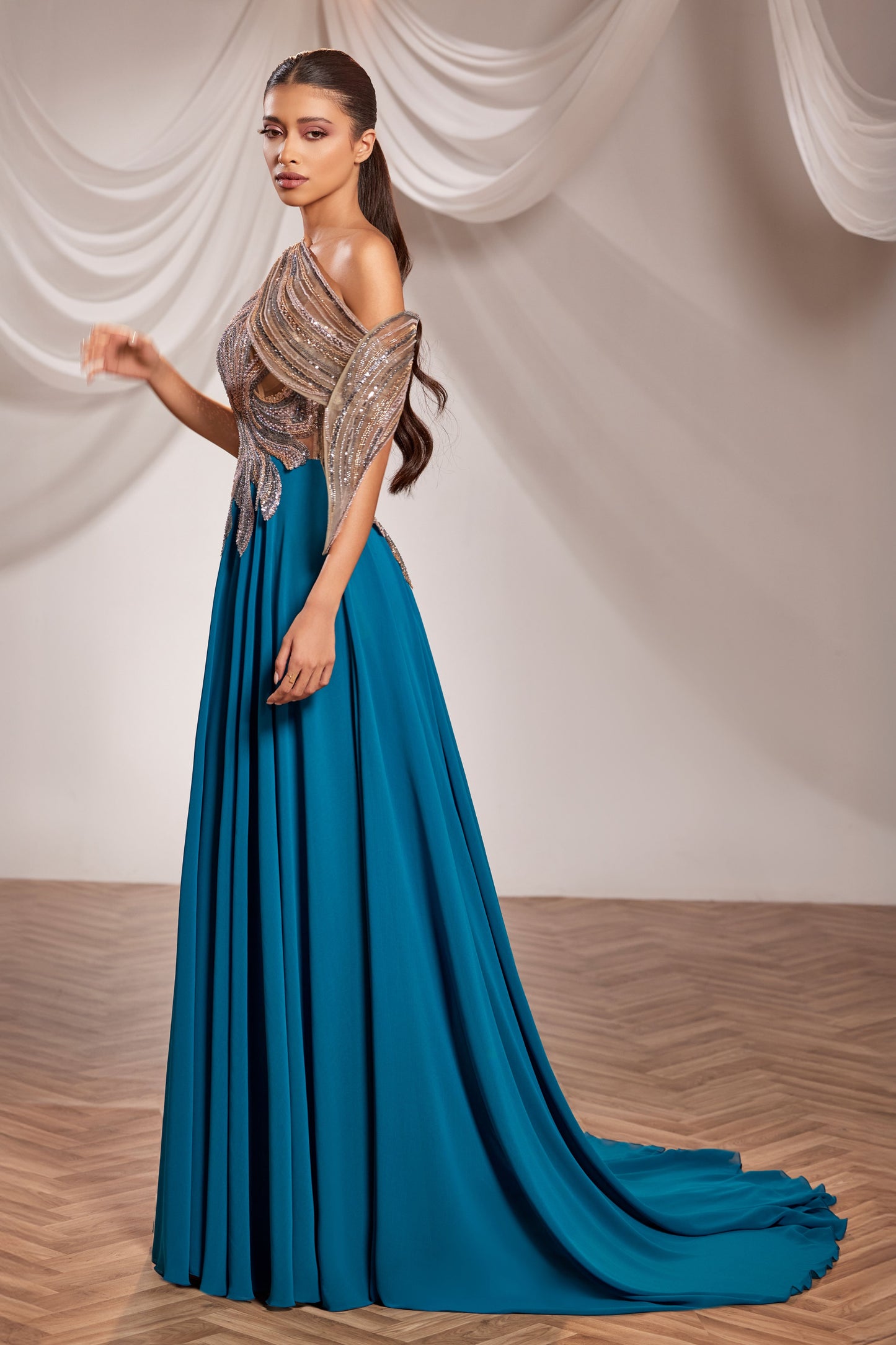 Embroidered Bodice Gown