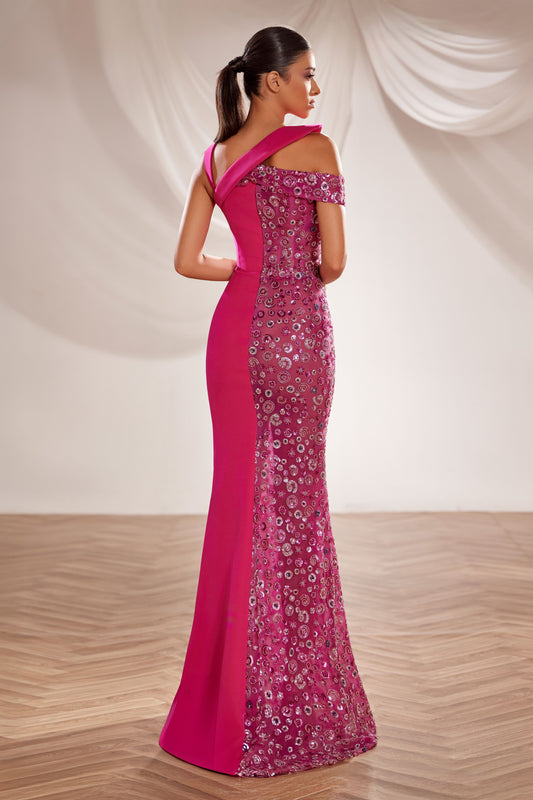 Asymmetric Neckline Gown