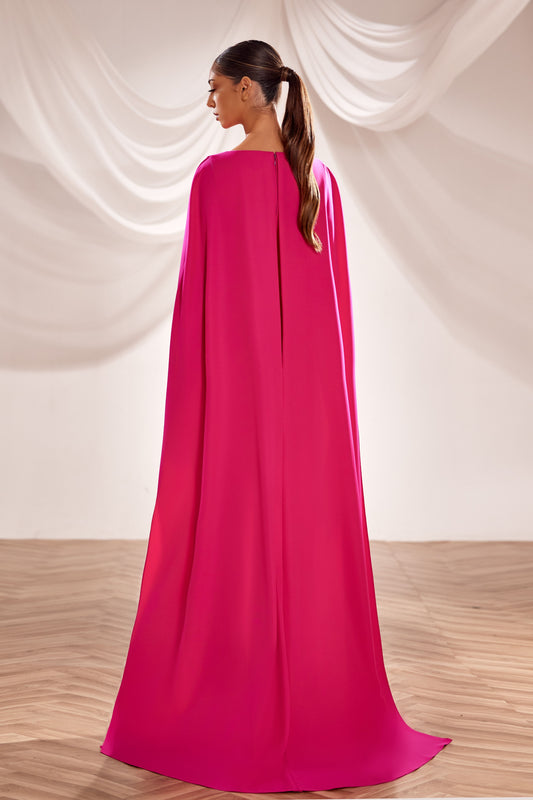 Cape-Sleeve Gown