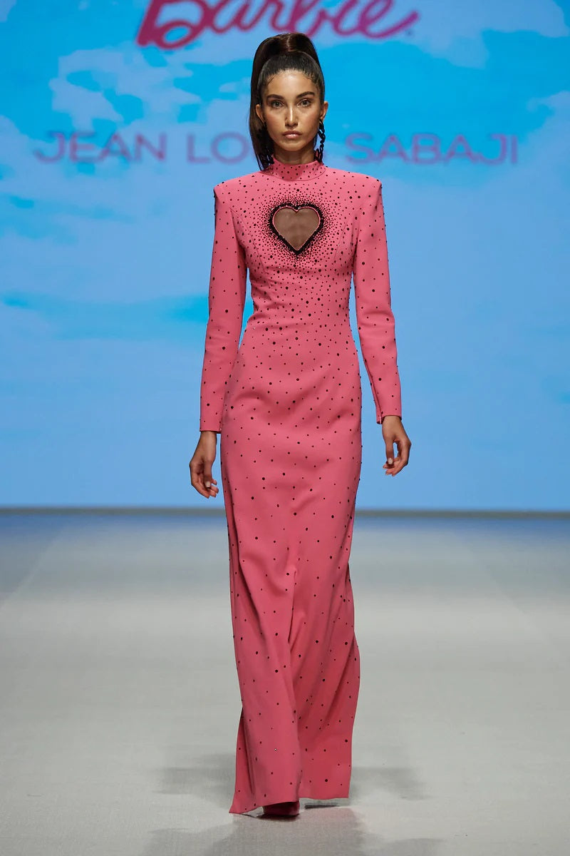 Crepe Gown with Cut-Out Heart