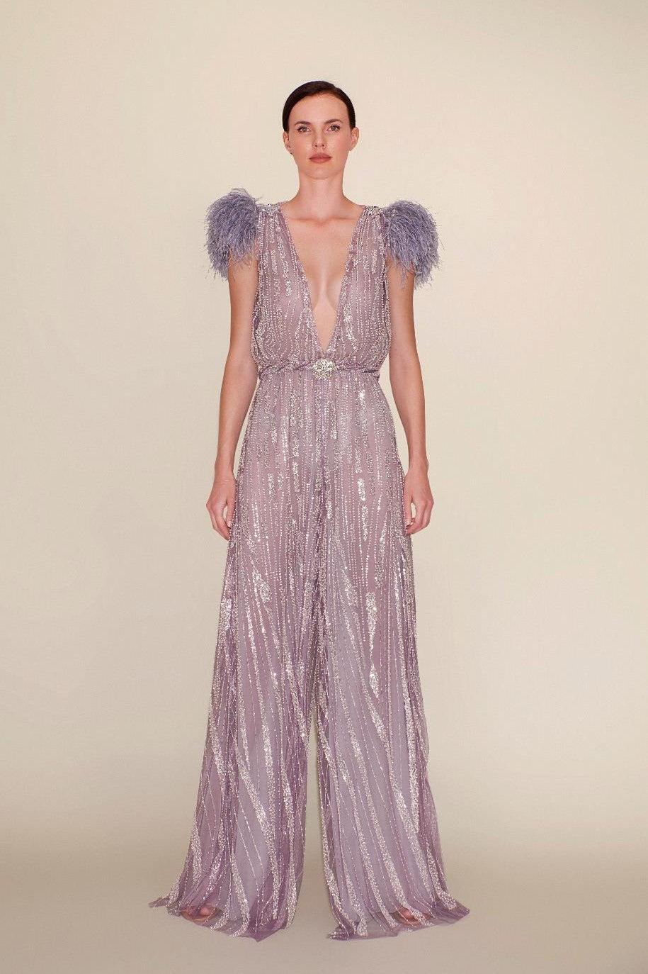 Beaded Tulle Jumpsuit