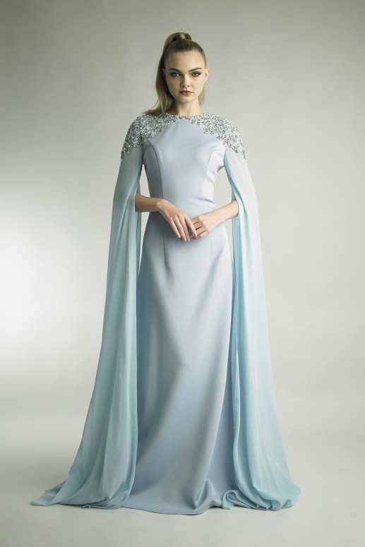 Long Sleeve Capelet Knit Gown