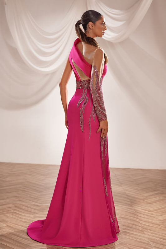 One-Shoulder Neckline Gown