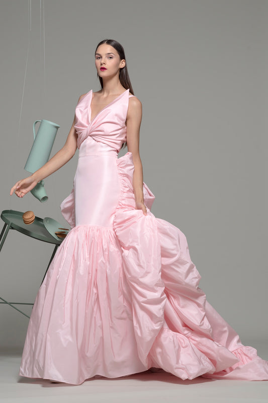 Sleeveless Sculpted Bodice Evening Gown