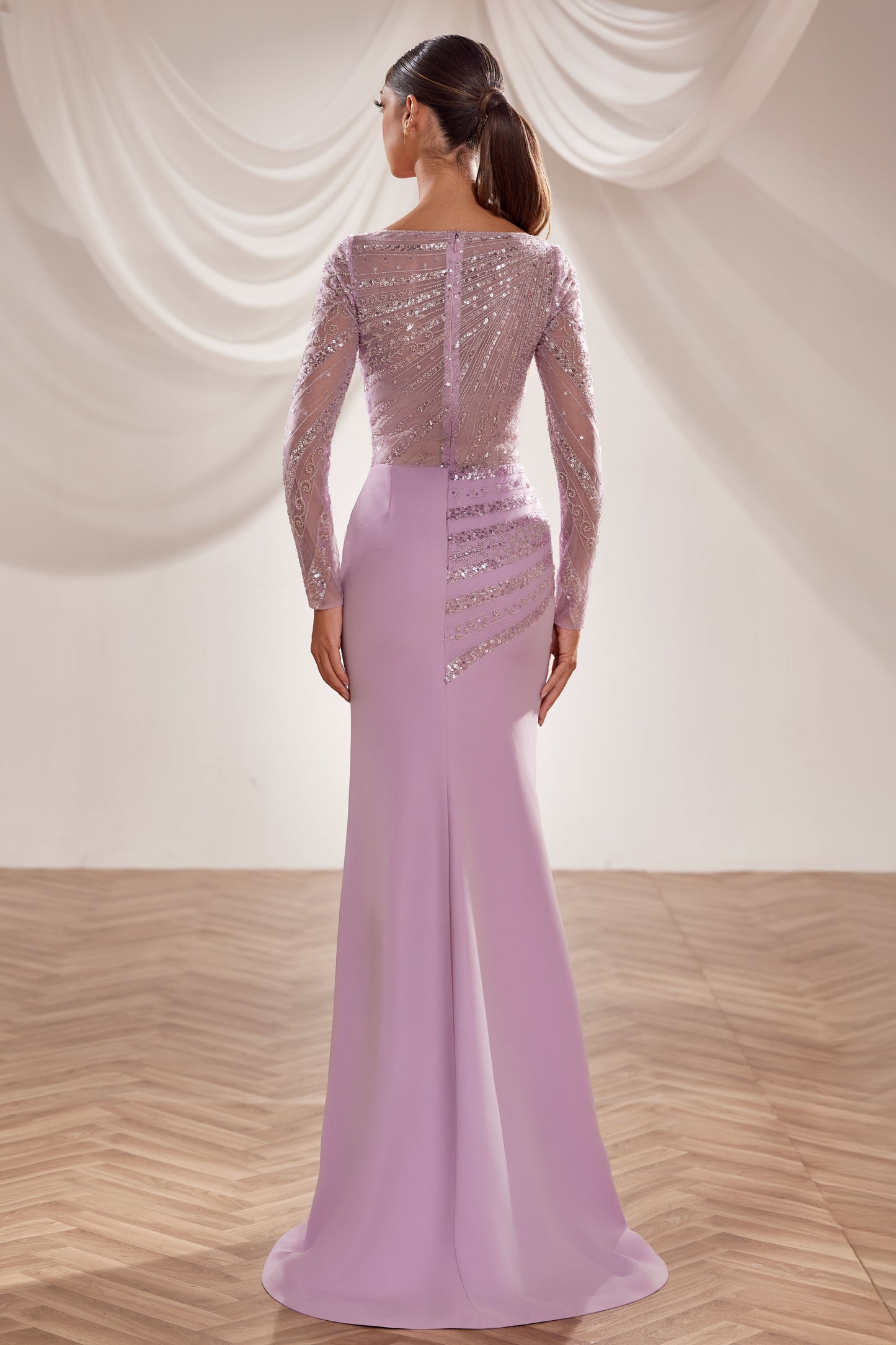 Asymmetrical Beaded Gown