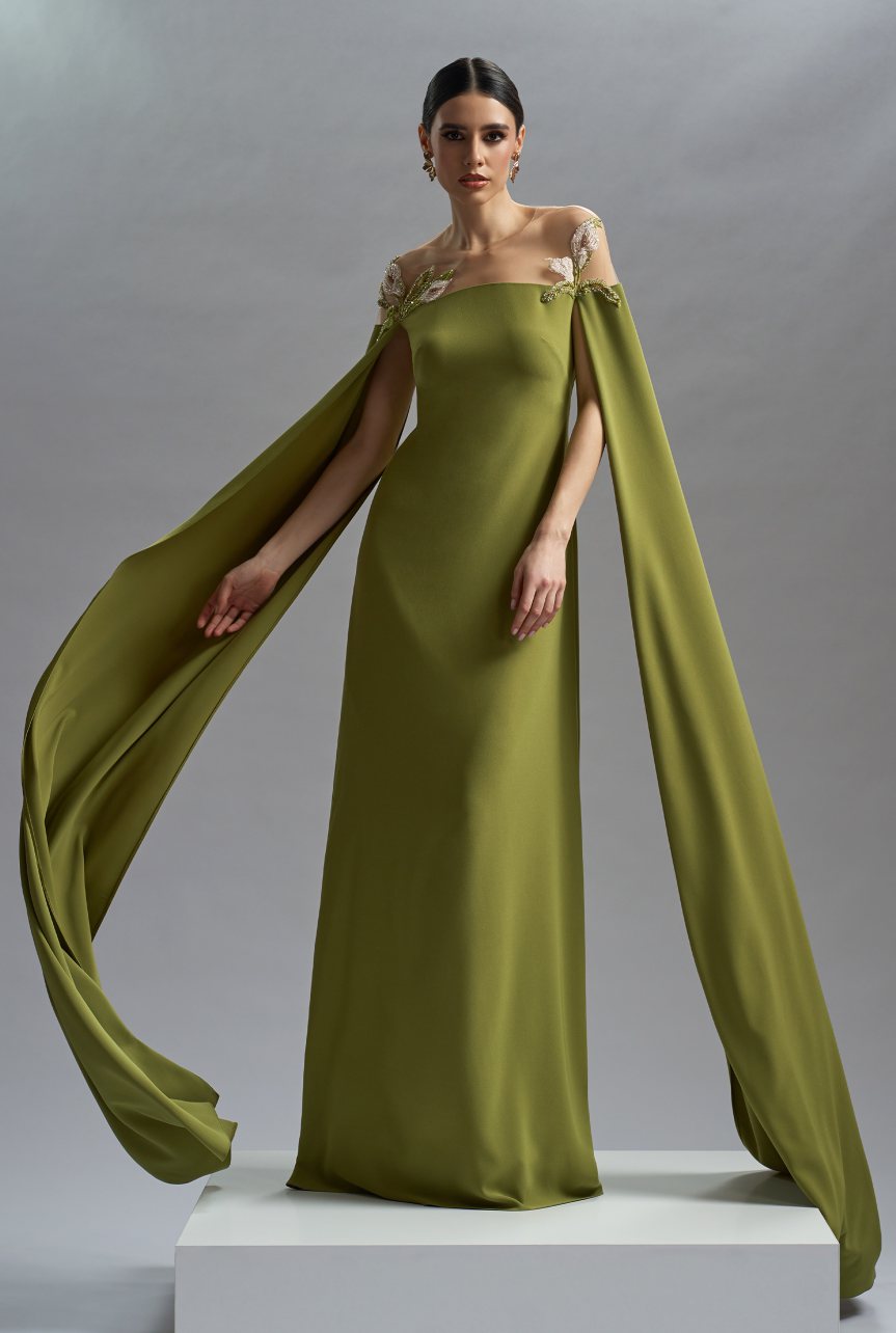 Crepe and Lace Daphne Gown