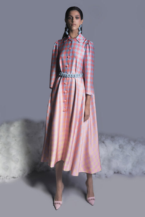 Printed Crepe Shirt Dress