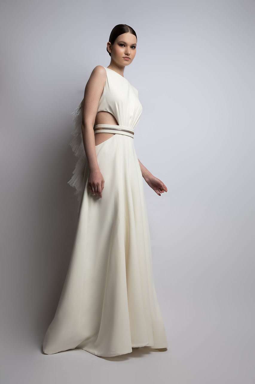 Sleeveless Cascading Back Gown