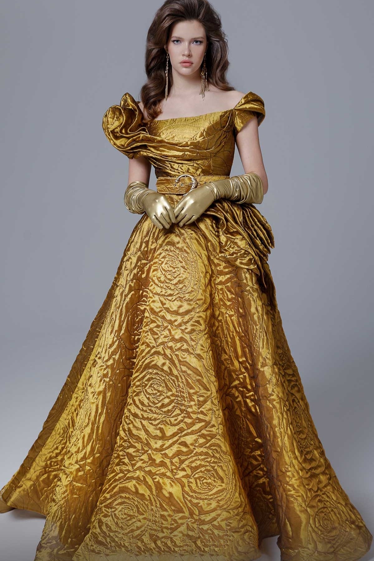 Textured Gold Ball Gown