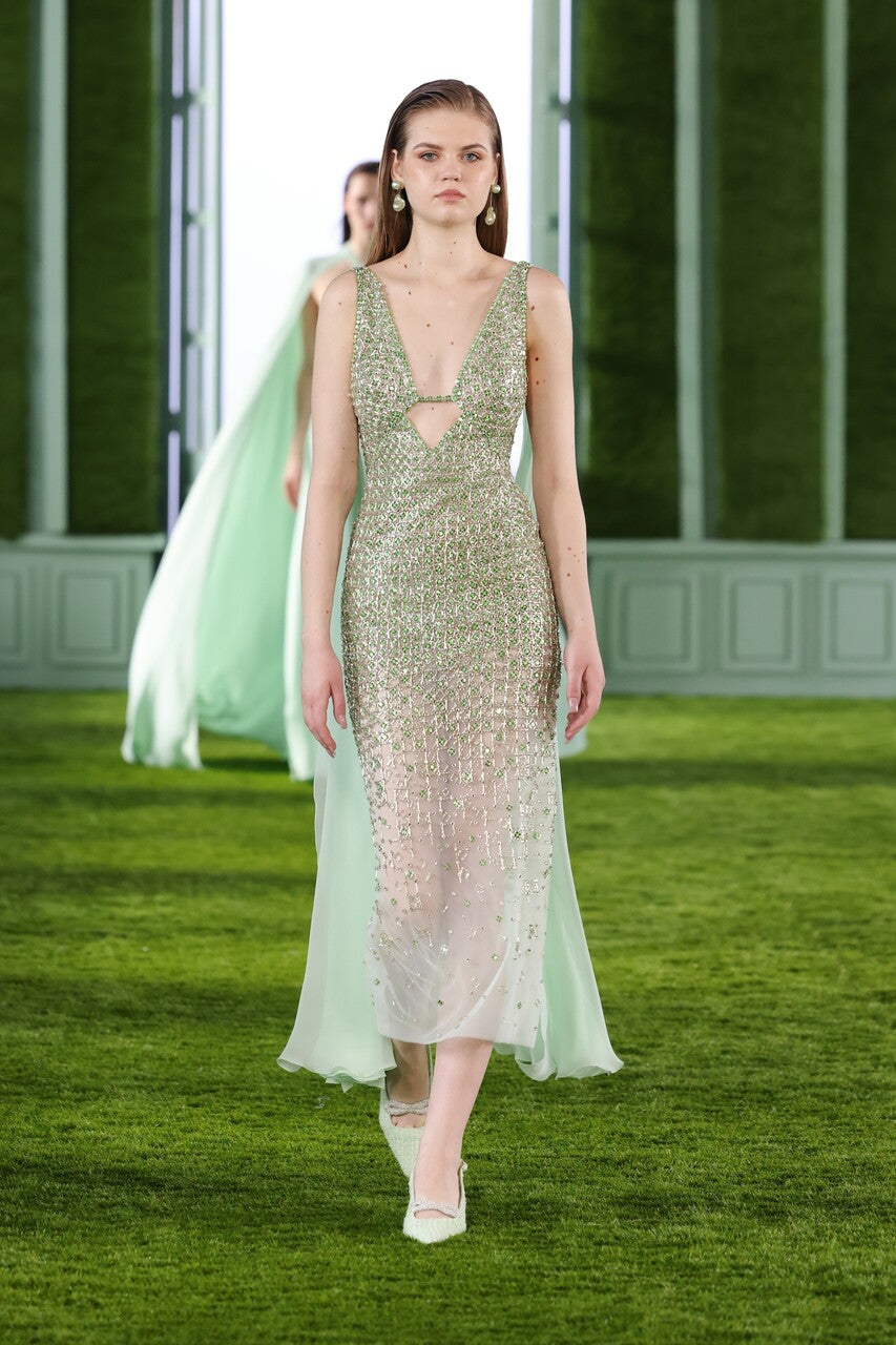 Beaded Tulle Dress with Georgette Shawls