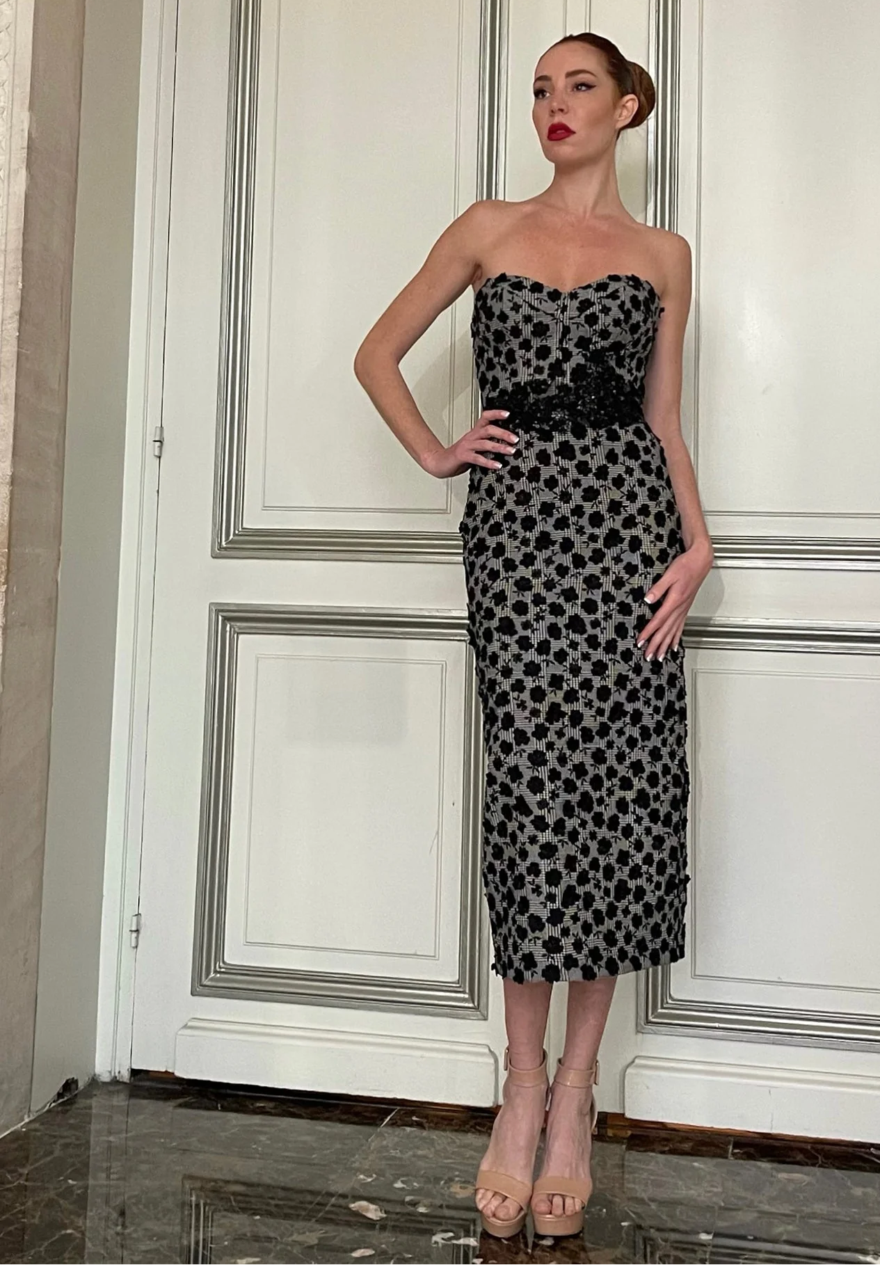 Floral Beaded Midi Dress