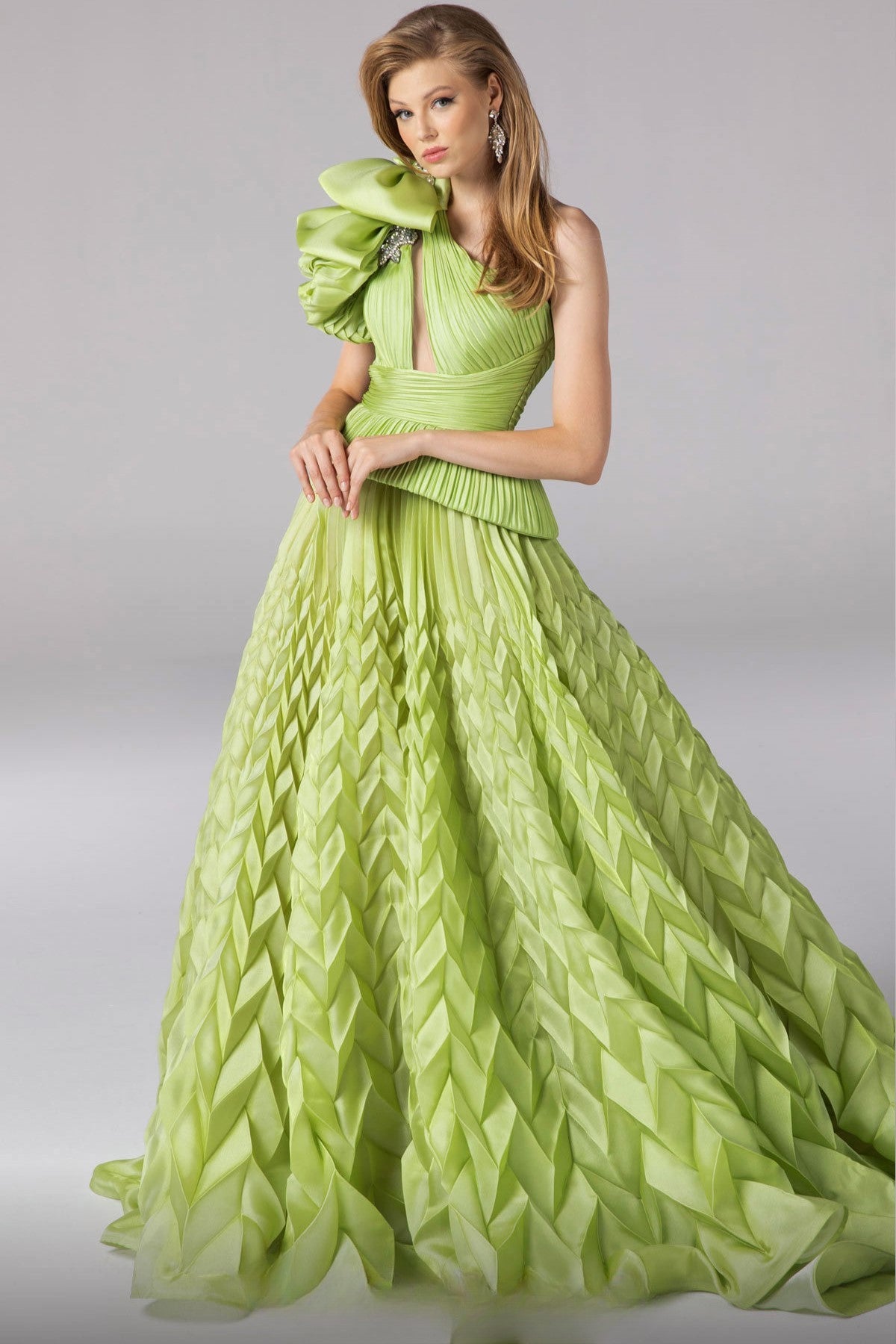 One Shoulder Asymmetrical A-Line Gown